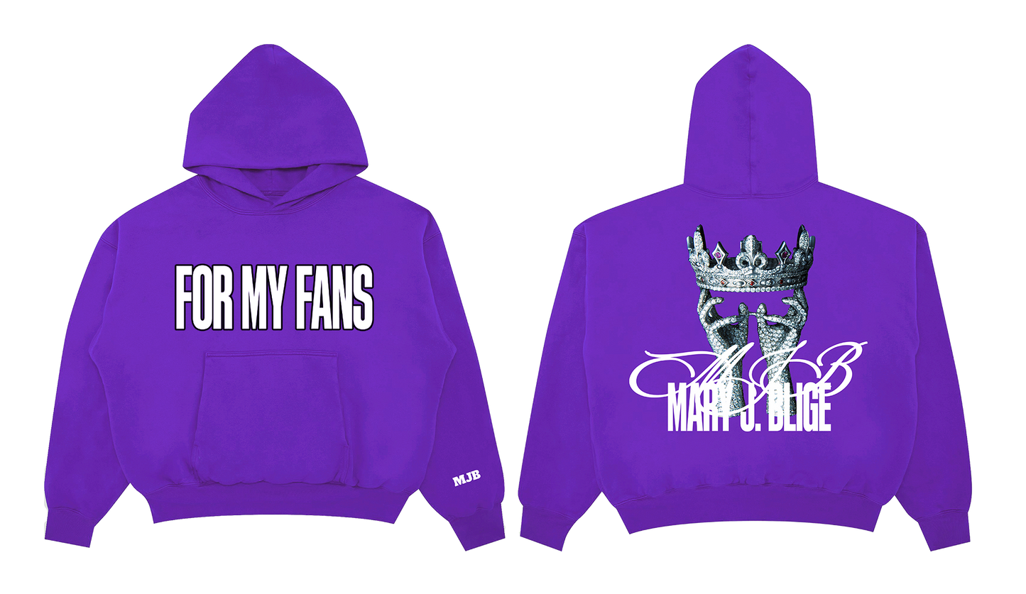 Chenille Patch "For My Fans" Purple Pullover Hoodie
